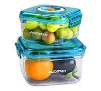 Aigostar - Recipientes para envasar al vacío. Conservación y almacenamiento de alimentos. Pack de 2 unidades de distintos tamaños, material duradero de grado alimentario. Color azul