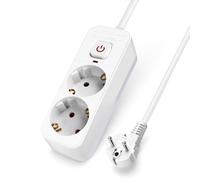 Aigostar Regleta 2 Enchufes con Interruptor, 5m Cable, 16A/3680W, Protección Infantil, Blanco - Alargador Eléctrico para Casa, Oficina, Dormitorio