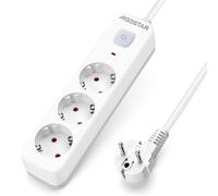 Aigostar Regleta 3 Enchufes con Interruptor, 5m Cable, 16A/3680W, Protección Infantil, Blanco - Alargador Eléctrico para Casa, Oficina, Dormitorio
