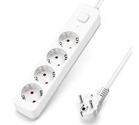 Aigostar Regleta 4 Enchufes con Interruptor, 1.5m Cable, 16A/3680W, Protección Infantil, Blanco - Alargador Eléctrico para Casa, Oficina, Dormitorio