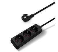 Aigostar Regleta Alargador de 2/3 Enchufes con Cable de 1.5/3 Metros, Color Negro 2Tomas-3M