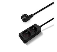 Aigostar Regleta alargador de 2 enchufes con Cable de 1，5 Metros Color Negro