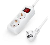 Aigostar Regleta alargador de 2 enchufes con cable de 3 metros e interruptor. Color Blanco