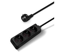 Aigostar Regleta Alargador de 3 Enchufes con Cable de 1,5 Metros, Color Negro