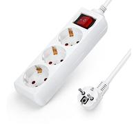 Aigostar Regleta alargador de 3 enchufes con Cable de 1,5 Metros e Interruptor. Color Blanco