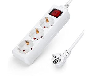 Aigostar Regleta alargador de 3 enchufes con Cable de 5 Metros e Interruptor. Color Blanco