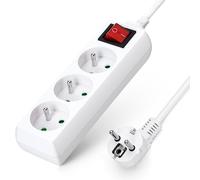 Aigostar Regleta alargador de 3 Tomas con Interruptor y Protección Infantil, 1.5 M, Blanco, 16A 250V