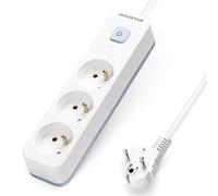 Aigostar Regleta alargador de 3 Tomas con Interruptor y Protección Infantil, 3 M, Francés, Blanco, 16A 250V