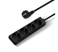 Aigostar Regleta Alargador de 4 Enchufes con Cable de 1，5 Metros， Color Negro