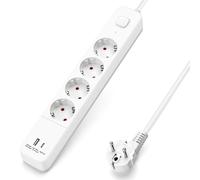 Aigostar Regleta alargador de 4 enchufes con cable de 5 metros e interruptor de USB+TYPE C