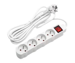 Aigostar Regleta alargador de 4 Tomas con Interruptor y Protección Infantil, 5 M, Blanco, 16A 250V