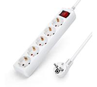 Aigostar Regleta alargador de 5 enchufes con cable de 1,5 metros e interruptor. Color Blanco