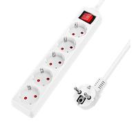 Aigostar Regleta alargador de 5 enchufes con Cable de 5 Metros e Interruptor. Color Blanco