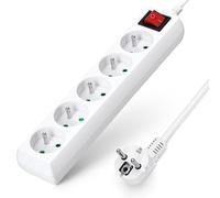 Aigostar Regleta alargador de 5 Tomas con Interruptor y Protección Infantil, 3 M, Blanco, 16A 250V