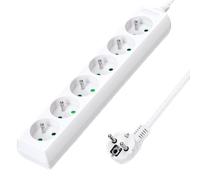 Aigostar Regleta alargador de 6 enchufes 16A 2P + E con cable de 1.5 metros e. Color Blanco