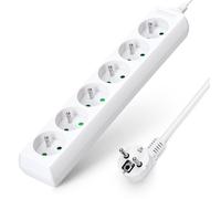 Aigostar Regleta alargador de 6 enchufes 16A 2P + E con cable de 3 metros e. Color Blanco