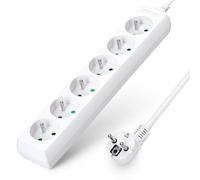Aigostar Regleta alargador de 6 enchufes 16A 2P + E con Cable de 5 Metros e. Color Blanco