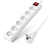 Aigostar Regleta alargador de 6 Tomas con Interruptor y Protección Infantil, 1.5 M, Blanco, 16A 250V