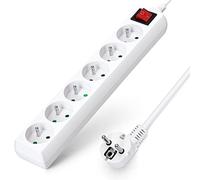 Aigostar Regleta alargador de 6 Tomas con Interruptor y Protección Infantil, 5 M, Blanco, 16A 250V