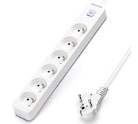 Aigostar Regleta alargador de 6 Tomas con Interruptor y Protección Infantil, 5 M, Francés, Blanco, 16A 250V