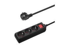 Aigostar Regleta de Enchufes con 3 Tomas,Regleta Alargador con Cable de 1,5 Metros e Interruptor,Negro