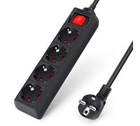 Aigostar Regleta de Enchufes con 4 Tomas,Regleta Alargador con Cable de 3 Metros e Interruptor,Negro