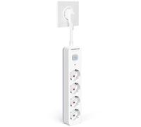 Aigostar Regleta Enchufe, Alargador Enchufe de 4 Tomas, Enchufe Multiple Regleta con Interruptor, Blanco