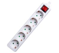 Aigostar Regleta, Enchufes, con interruptor 5 Tomas, Sin Cable, Blanco