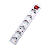 Aigostar Regleta, Enchufes, con interruptor 6 Tomas, Sin Cable, Blanco