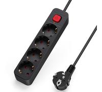 Aigostar Regleta Enchufes de 4 Enchufes, Alargador Enchufe 5 metros con Interruptor, Negro