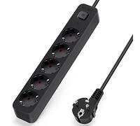 Aigostar Regleta Enchufes de 5 Enchufes, Alargador Enchufe 5 metros con Interruptor, Negro