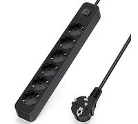 Aigostar Regleta Enchufes de 6 Enchufes, Alargador Enchufe 5 metros con Interruptor, Negro