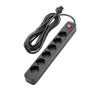 Aigostar Regleta Enchufes de 6 Enchufes, Alargador Enchufe 5 metros con Interruptor, Negro