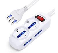 Aigostar Regleta Multienchufes con 6 Tomas, 250v/3680W. Cable de 1,5 m. Blanco.Italiano