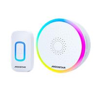 Aigostar Timbre Inalámbrico RGB, timbre inalámbrico exterior impermeable, IP55, 5 Niveles de Volumen (0-120dB) y 60 Melodías, Timbre para Ancianos, Casa, Oficina, Blanco