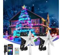 Aigostar RGBIC Guirnalda de Luces Exterior e Interior con Estrela de Árvore de Natal-13M 100 LED Guirnaldas Luces con Enchufe, 39 Modos, Música, DIY, App, IP44, Decoração de Halloween e Natal,2 piezas