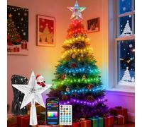 Aigostar RGBIC Guirnalda de Luces Exterior e Interior con Estrela de Árvore de Natal- 13M 100 LED Guirnaldas Luces con Enchufe, 39 Modos, Música, DIY, App, IP44 para Decoração de Halloween e Natal