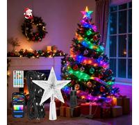 Aigostar RGBIC Guirnalda de Luces Exterior e Interior con Estrela de Árvore de Natal- 8M 50 LED Guirnaldas Luces con Enchufe, 39 Modos, Música, DIY, App, IP44 para Decoração de Halloween e Natal