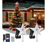 Aigostar RGBIC Guirnalda de Luces Exterior e Interior con Estrela de Árvore de Natal- 8M 50 LED Guirnaldas Luces con Enchufe, 39 Modos, Música, DIY, App, IP44, Decoração de Halloween e Natal, 2 piezas