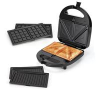 Aigostar Rubik - Sandwichera 3 en 1, 750W : Sandwichera Eléctrica, Grill y Gofrera. 3 Placas Desmontables Antiadherentes e Intercambiables.