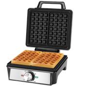 Aigostar Savory - Gofrera para 2 Gofres 1600W, Placas Hondas Antiadherentes, 20,2x17,2x2 cm, Temperatura Regulable e Indicador LED, Diseño Compacto, Libre de BPA, Acero Inoxidable y Negro, Savory