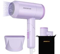 Aigostar Secador Pelo Ionico, 1800W Plegable Secador de Pelo de Viaje, 2 vel. de Aire Caliente + 1 de Aire Frío, Portátil Hair Dryer, Boquilla Concentrador, Protección Térmica, Con Bolsa Antipolvo