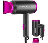 Aigostar Secador Pelo Ionico, 1800W Plegable Secador de Pelo de Viaje, 2 Velocidades de Aire Caliente + 1 de Aire Frío, Portátil Hair Dryer, Boquilla Concentrador, Protección Térmica, Gris