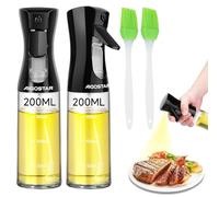 Aigostar Spray Aceite 2 Unidades 200ml Negro - Pulverizador de Aceite de Niebla en Abanico para Cocina, Freidora de Aire - Vidrio y PP Libres de BPA, Antiderrames, Boca Ancha, Ergonómico