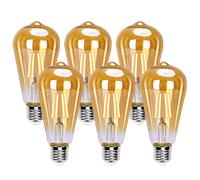 Aigostar ST64 Bombilla Edison Estilo Vintage. Bombilla Led E27 (Casquillo Gordo, 8W (Equivalente A 60W), Bombilla De Filamento Led Blanco Cálido (2200K). Ángulo De Haz 280º. No Regulable. Pack 6 Uds
