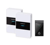 Aigostar Timbre inalámbrico con 2 Receptores, Timbre de Puerta con Indicadores LED, Impermeable IP44 para Interior y Exterior, 3 Niveles de Volumen y 36 Melodías, Blanco Y Negro
