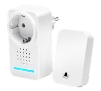 Aigostar Timbre Inalámbrico con Enchufe, Timbre de Puerta con Autoalimentado, Timbre Inalámbrico Exterior Impermeable con Indicadores LED, Resistente al Agua, 30 Melodías, 5 Niveles de Volumen, Blanco