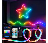 Aigostar Tira de LED Neon RGBIC Inteligente 3M, 90 LEDs APP Control, Sincronización con Música, 39 Efectos, IP44