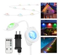 Aigostar Tira LED Exterior RGBY 15M - 50 LEDs Multicolor, 8 Modos Dinámicos, Impermeable IP65, Control Remoto, Temporizador, Adaptador 24V, para Fachadas y Jardines