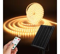 Aigostar - Tira LED Solar Exterior 10M con Control Remoto, 100W, 2700K